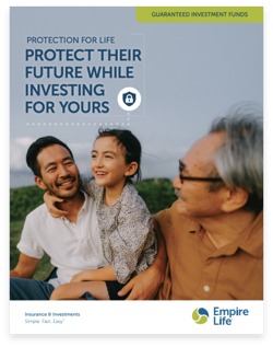 Preview of "Protection for Life" brochure with an image of young father with his son and his grandfather.